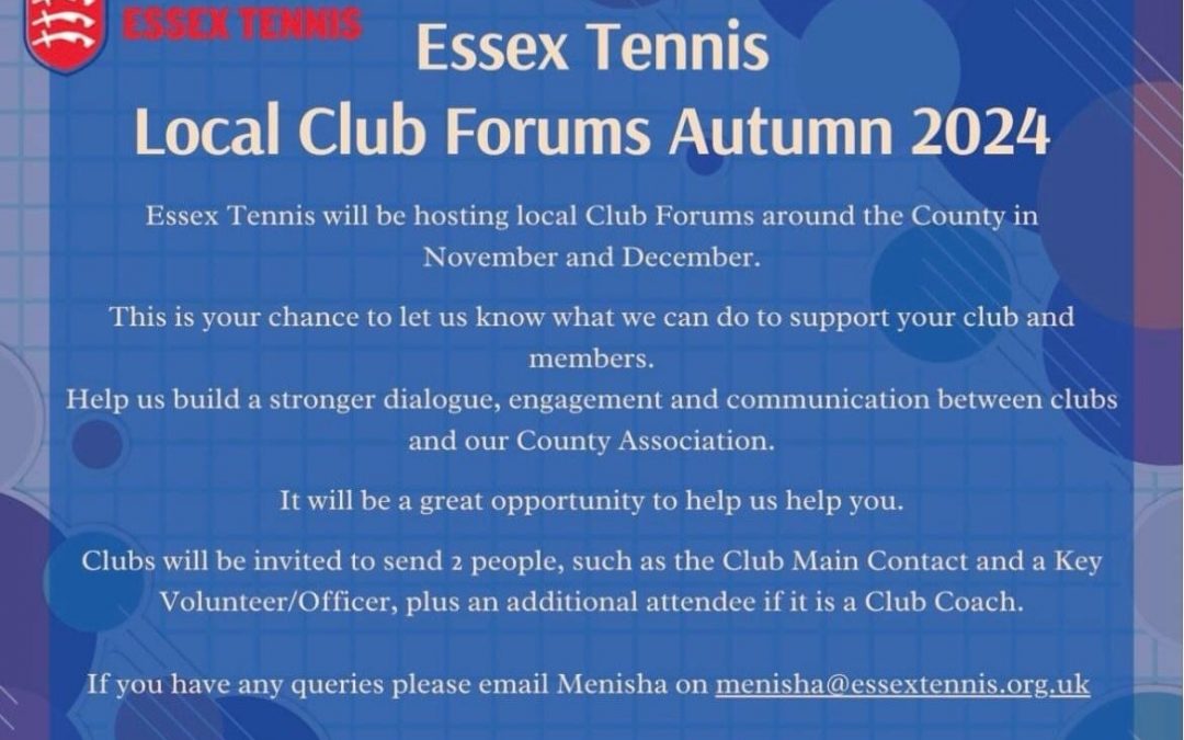 ESSEX TENNIS LOCAL CLUB FORUMS 2024